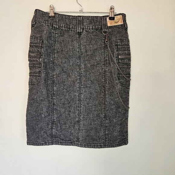 Vintage jeans skirt with removable chain by Foxyjeans, full zipper, size  5 - Picture 5 of 6